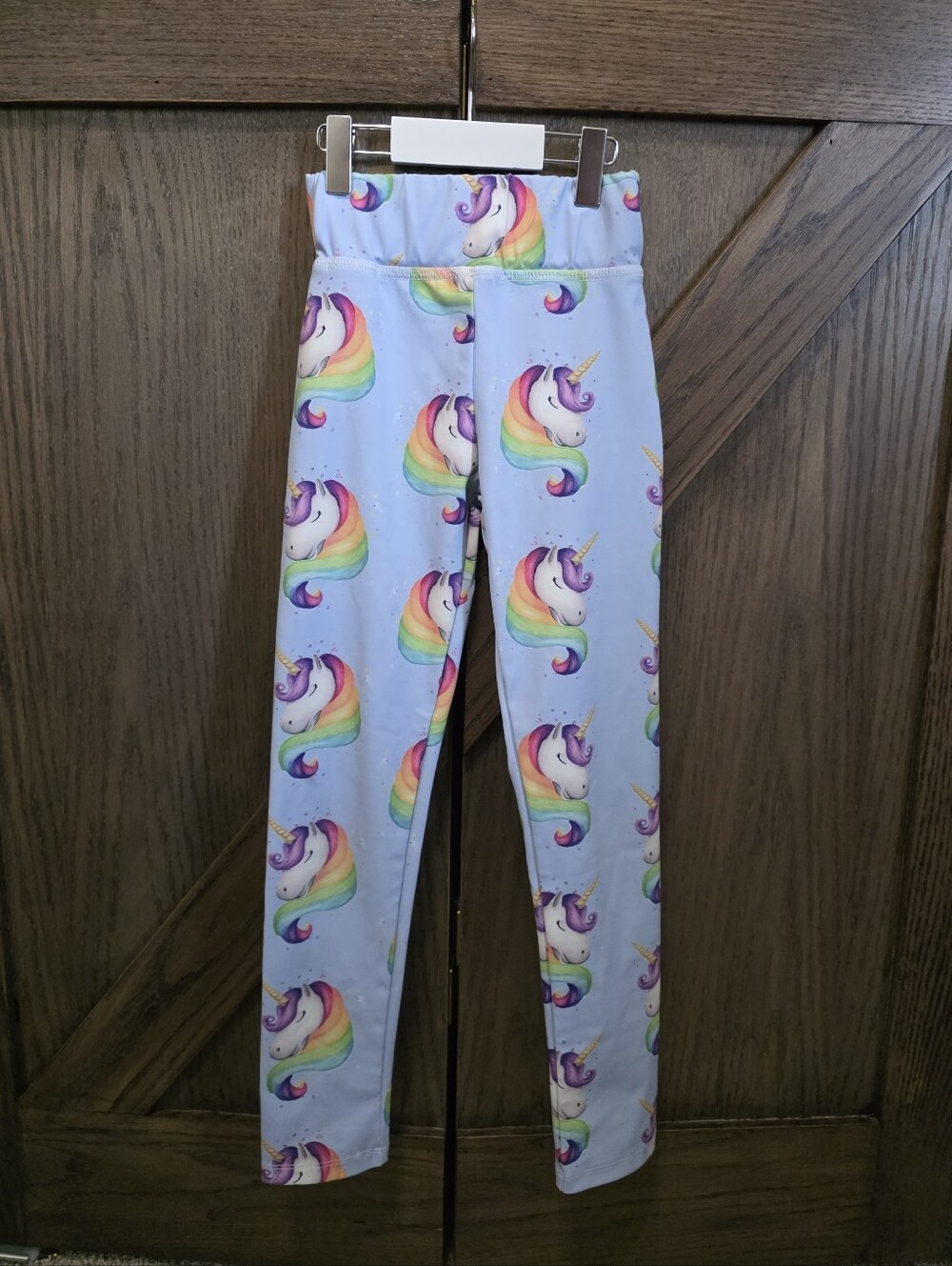 Lola + The Boys Light Blue Unicorn Rainbow Leggings